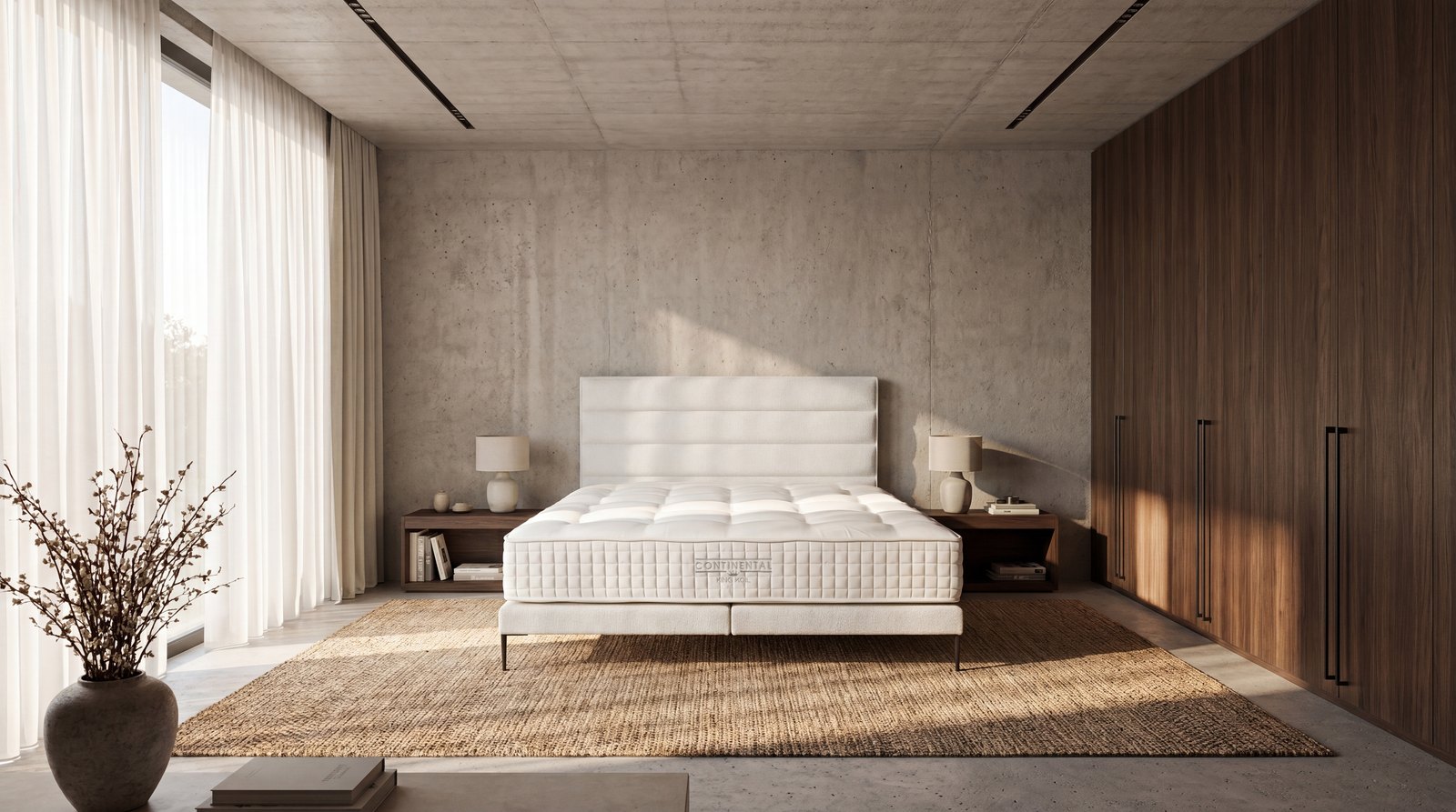 KING KOIL Boxspringbett mit gestreiftem Kopfteil